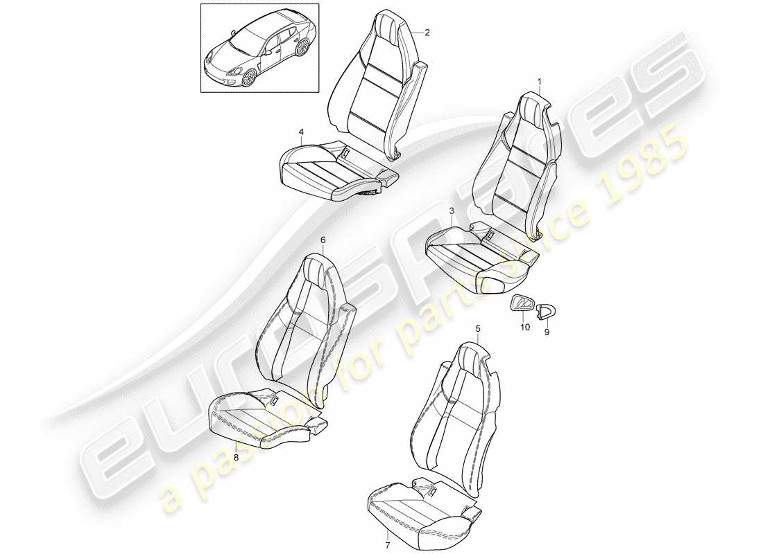 porsche panamera 970 (2016) foam part part diagram