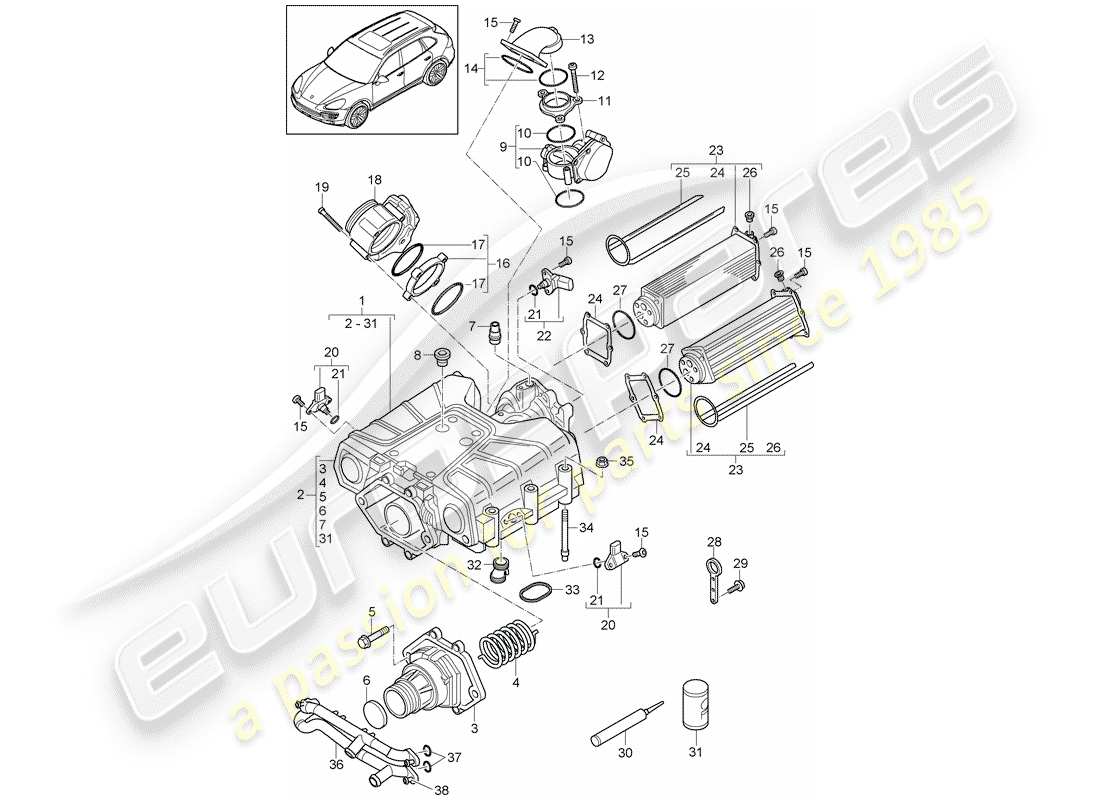 porsche cayenne e2 (2015) compressor parts diagram