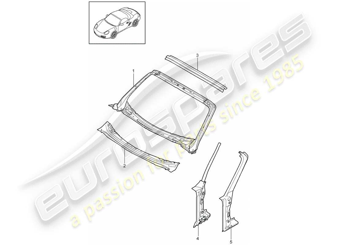 porsche boxster 987 (2012) cowl part diagram