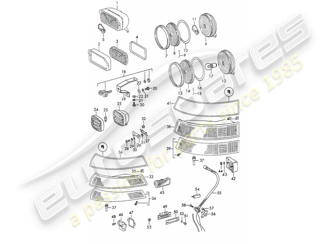 porsche 1966 (911/912) lighting part diagram