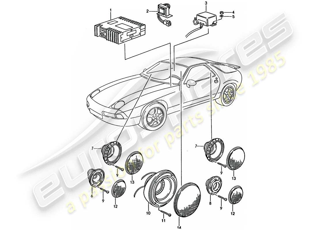 porsche 1994 (928) sound system - with: - amplifier part diagram