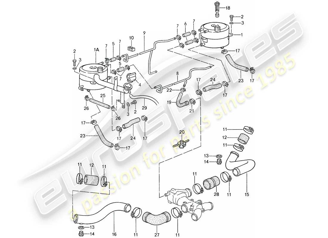porsche 1988 (959) water cooling 2 part diagram