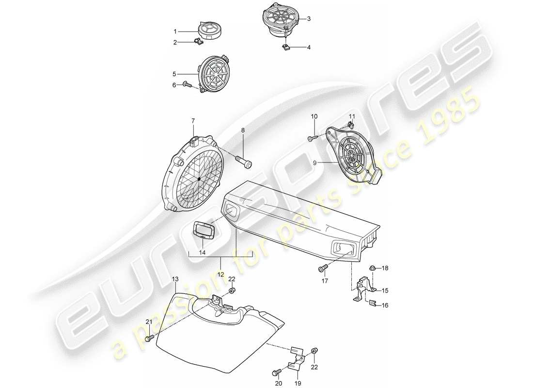 porsche 2009 997-2 turbo / gt2 loudspeaker part diagram