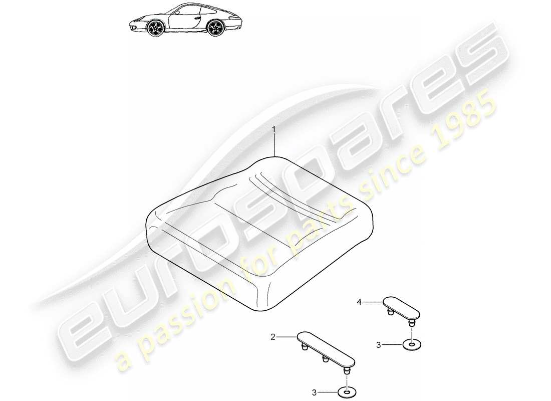 porsche 2004 (996) back seat cushion part diagram