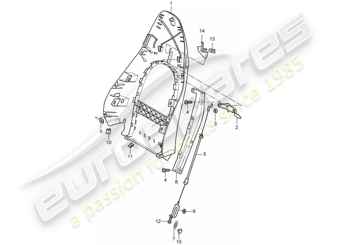 porsche 2002 (996) backrest shell - standard seat - comfort seat - d - mj 1998>> - mj 1998 part diagram