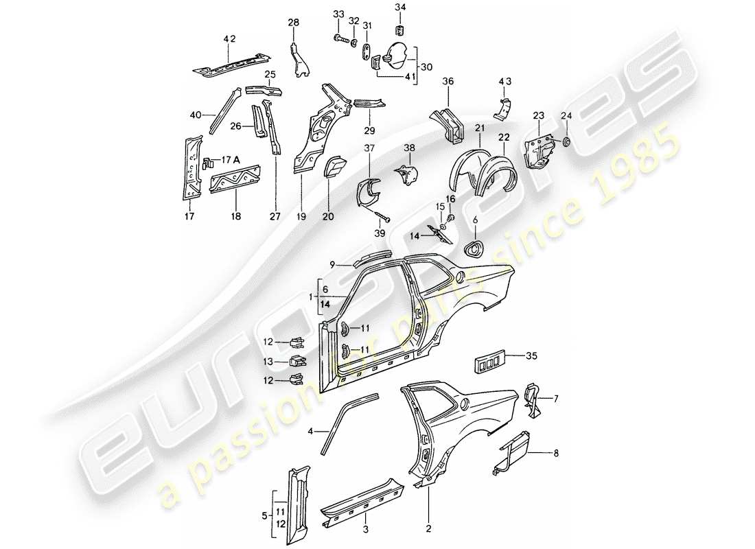 porsche 1994 (968) side panel part diagram