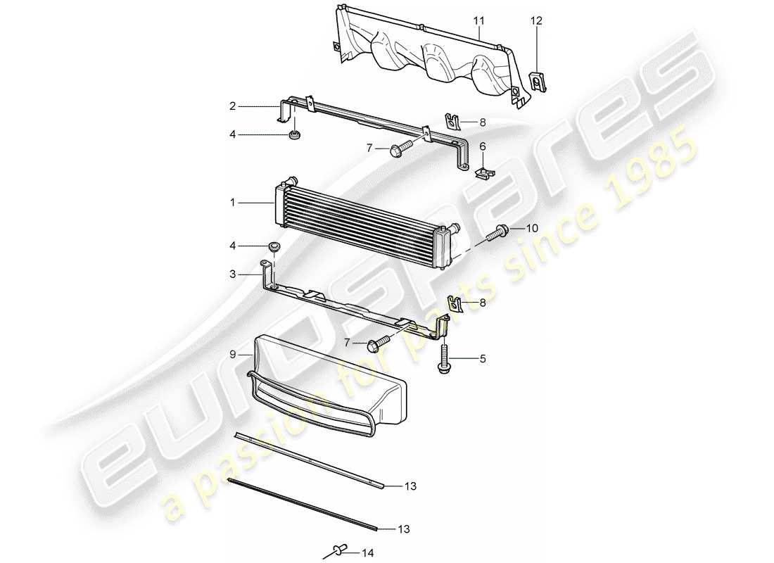 porsche 2001 (996) radiator part diagram