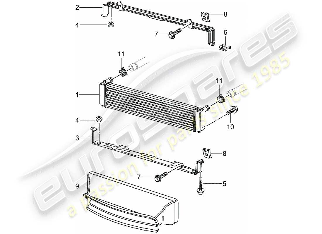 porsche 2003 (996 gt3) radiator part diagram