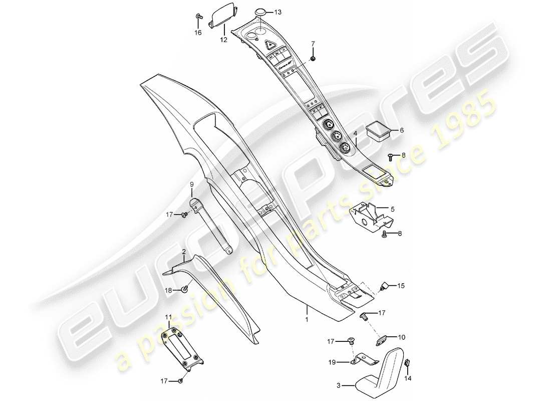 porsche 2005 (carrera gt) center console part diagram