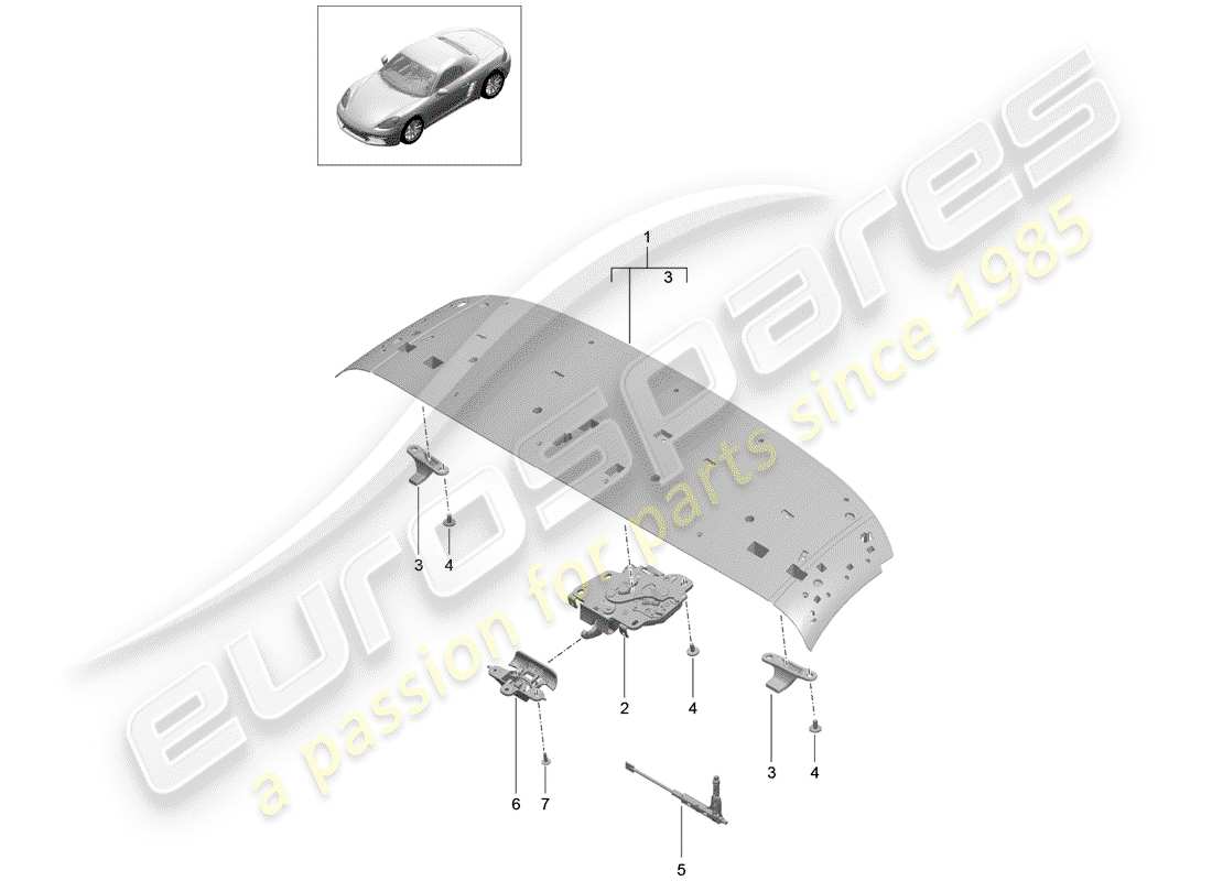 porsche 2019 (718 boxster) top frame part diagram