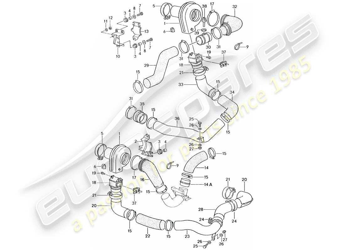 porsche 964 (1994) additional blower part diagram