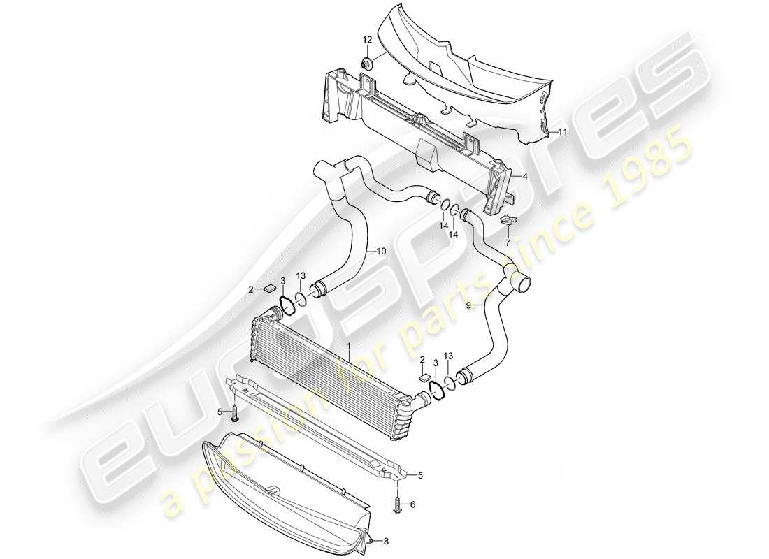 porsche 2009 997-2 turbo / gt2 radiator part diagram