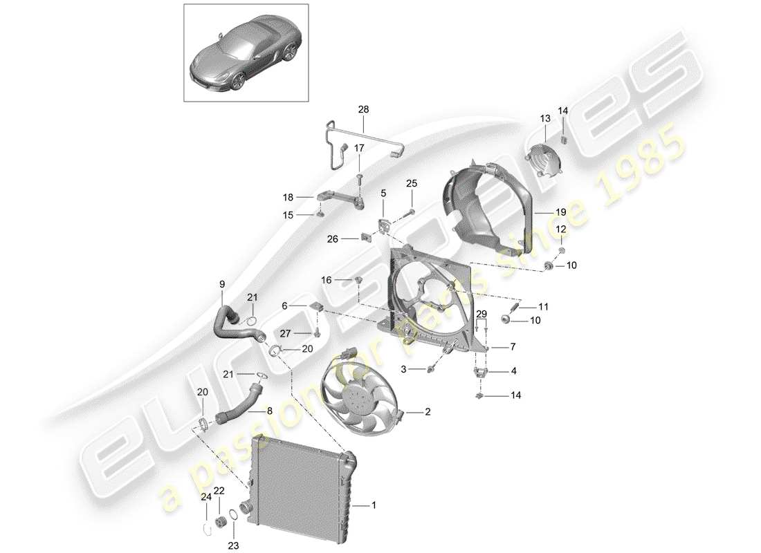 porsche 2013 (981 boxster) water cooling 2 part diagram