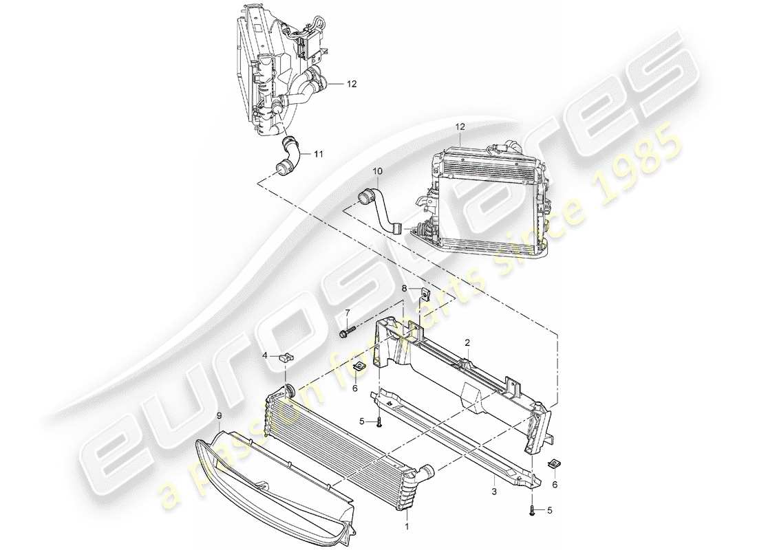 porsche 2008 (987 boxster) radiator part diagram