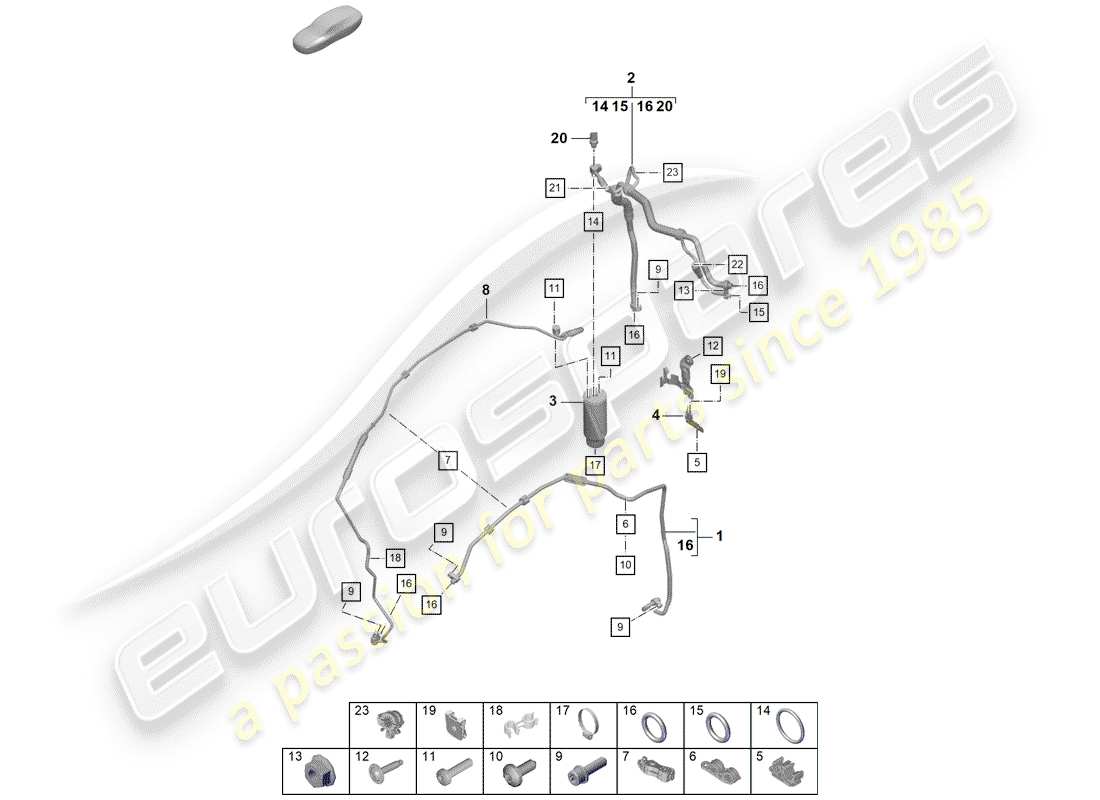porsche 2020 (718 boxster spyder) air conditioner parts diagram