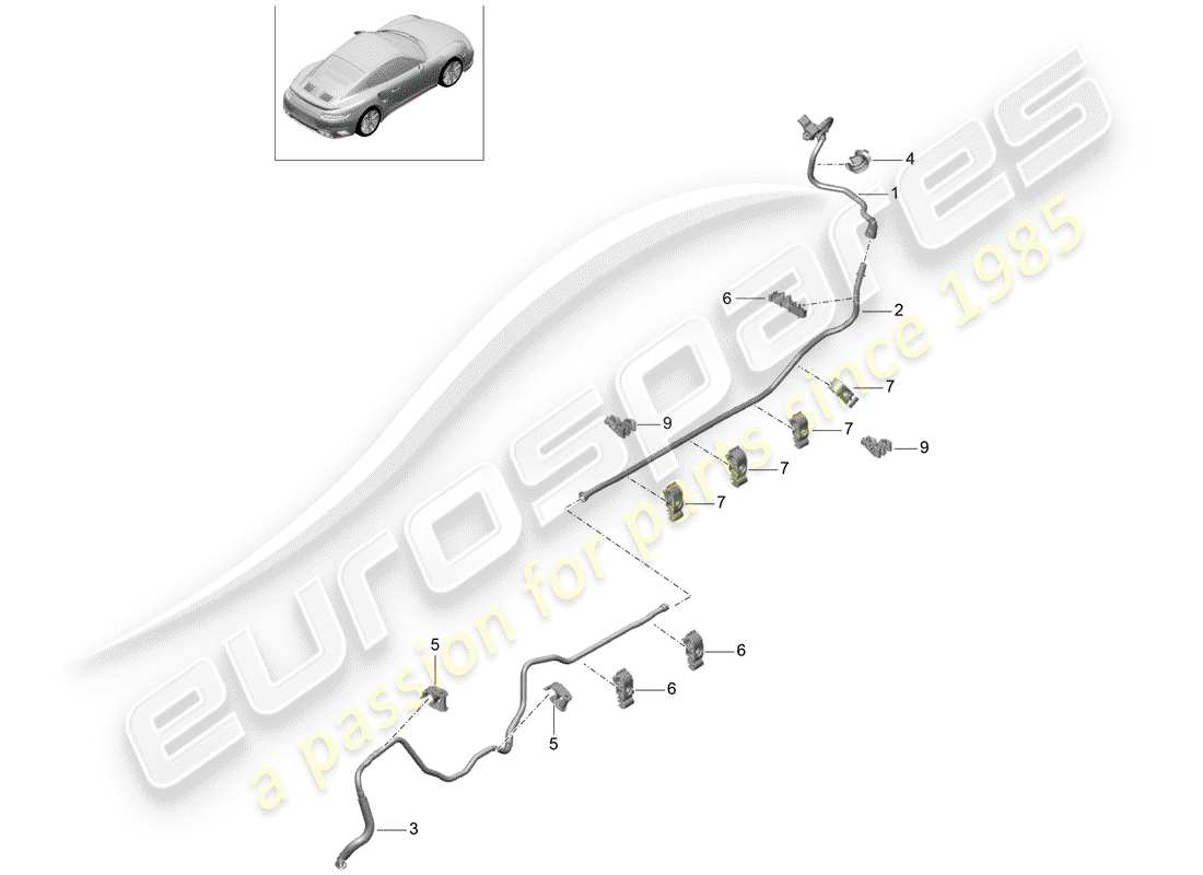 porsche 2015 (991-1 turbo) vacuum line part diagram