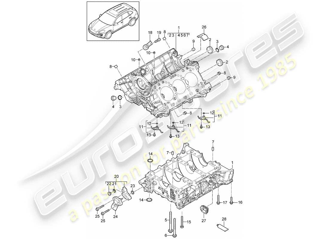 porsche 2017 (cayenne e2 92a) crankcase part diagram