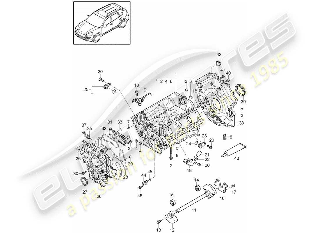 porsche 2015 (cayenne e2 92a) crankcase part diagram