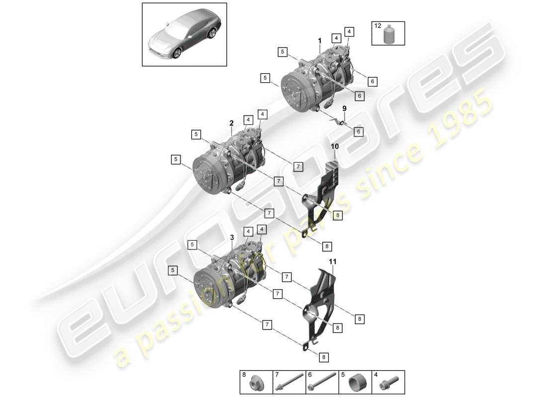 porsche 2018 (panamera 971-1) compressor part diagram