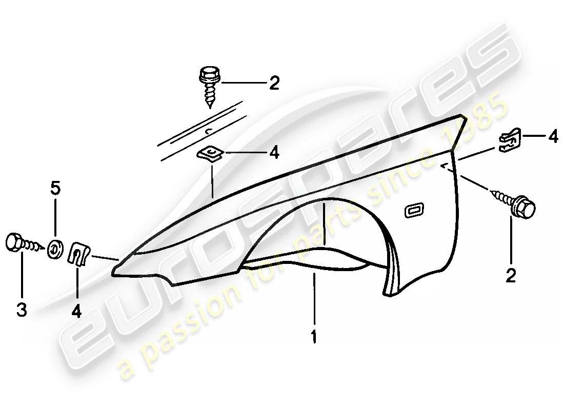 porsche 1982 (944) fender parts diagram