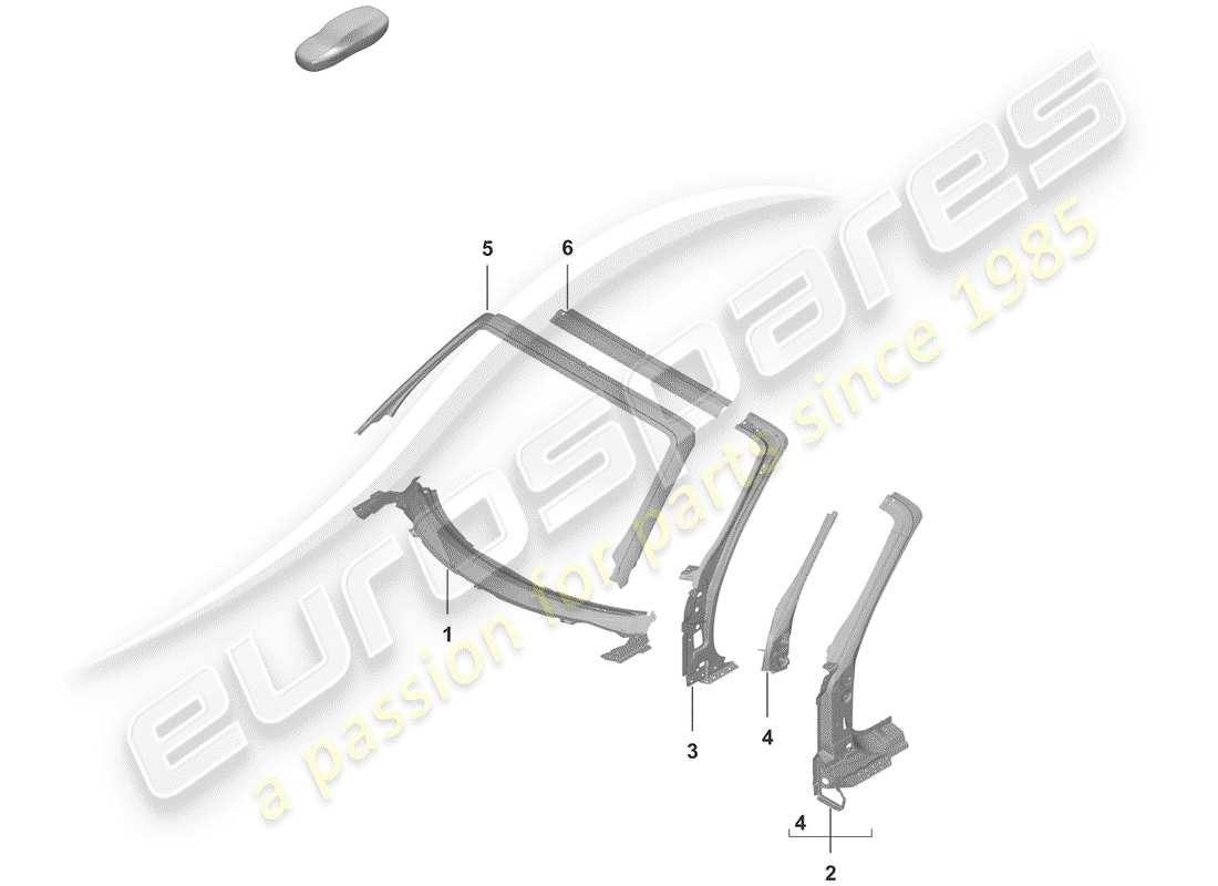 porsche 2019 (992-1) a-pillar part diagram