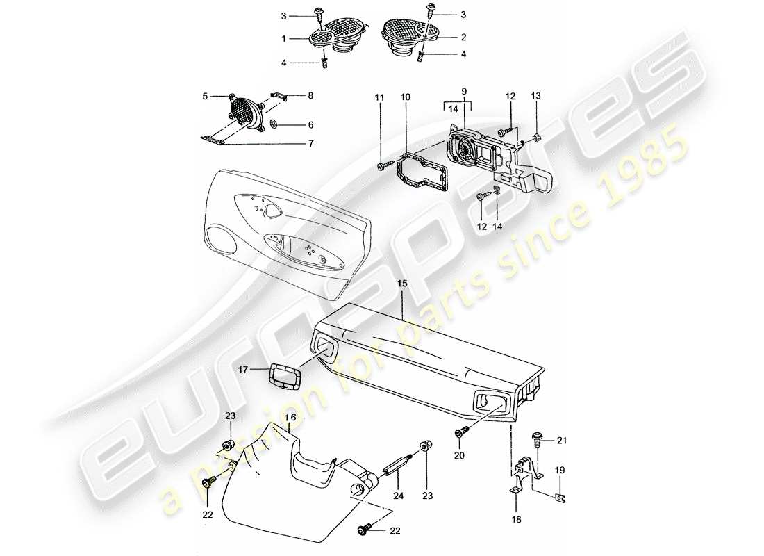 porsche 2005 (996) loudspeaker - d - mj 2002>> part diagram
