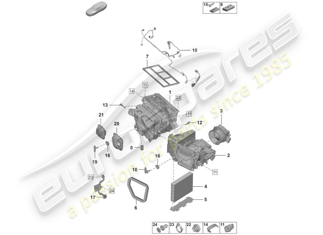porsche 2019 (992-1) air conditioner part diagram