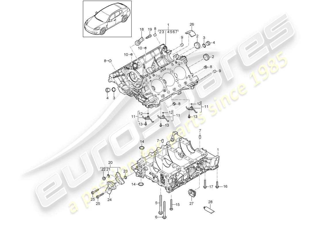 porsche 2010 (cayenne e1 9pa) crankcase housing individual parts parts diagram