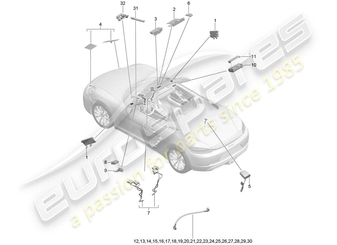 porsche 2019 (718 boxster) antenna part diagram