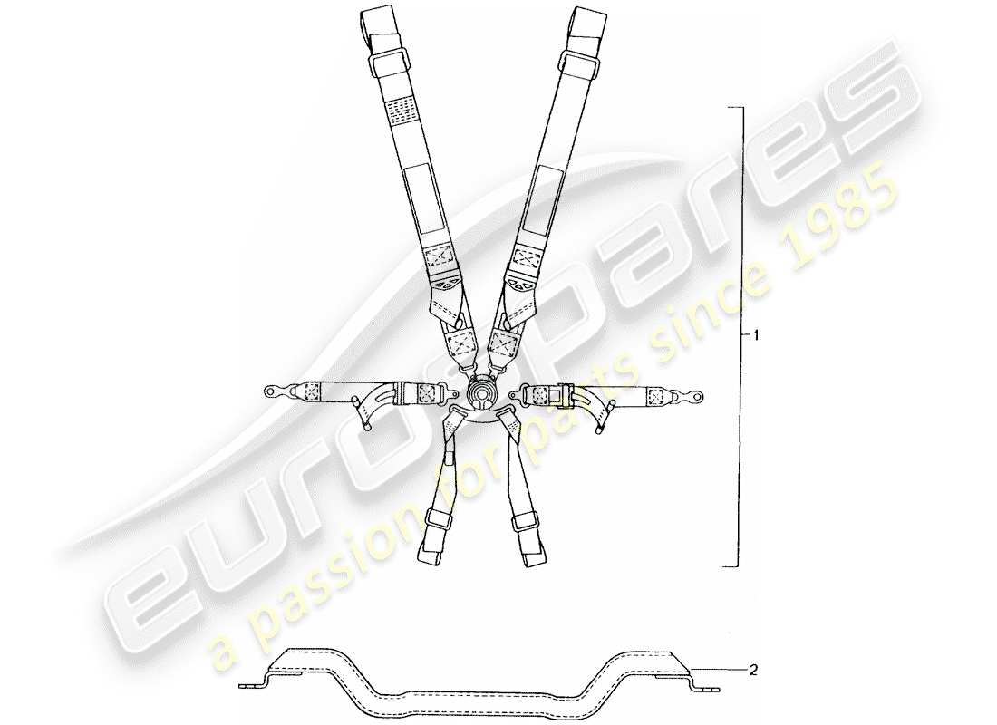 porsche 1990 (tequipment) six-point safety belt part diagram