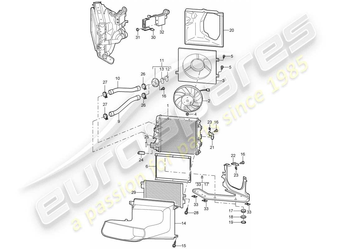 porsche 2011 (997-2 gt3) water cooling 3 part diagram