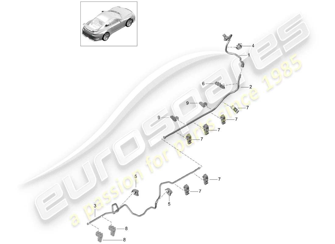 porsche 2014 (991-1 r/gt3/rs) vacuum line part diagram