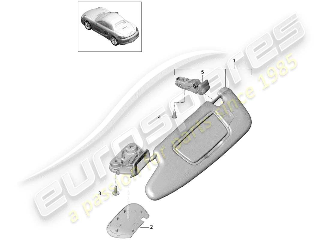 porsche 2015 (981 boxster) sun vizors part diagram