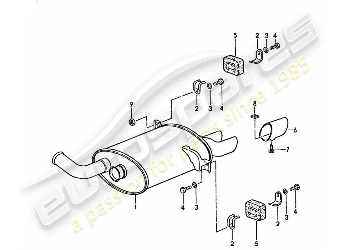 porsche 1995 (928) exhaust system - muffler - exhaust part diagram