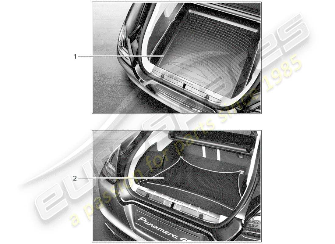 porsche tequipment panamera (2013) luggage compartment liner part diagram
