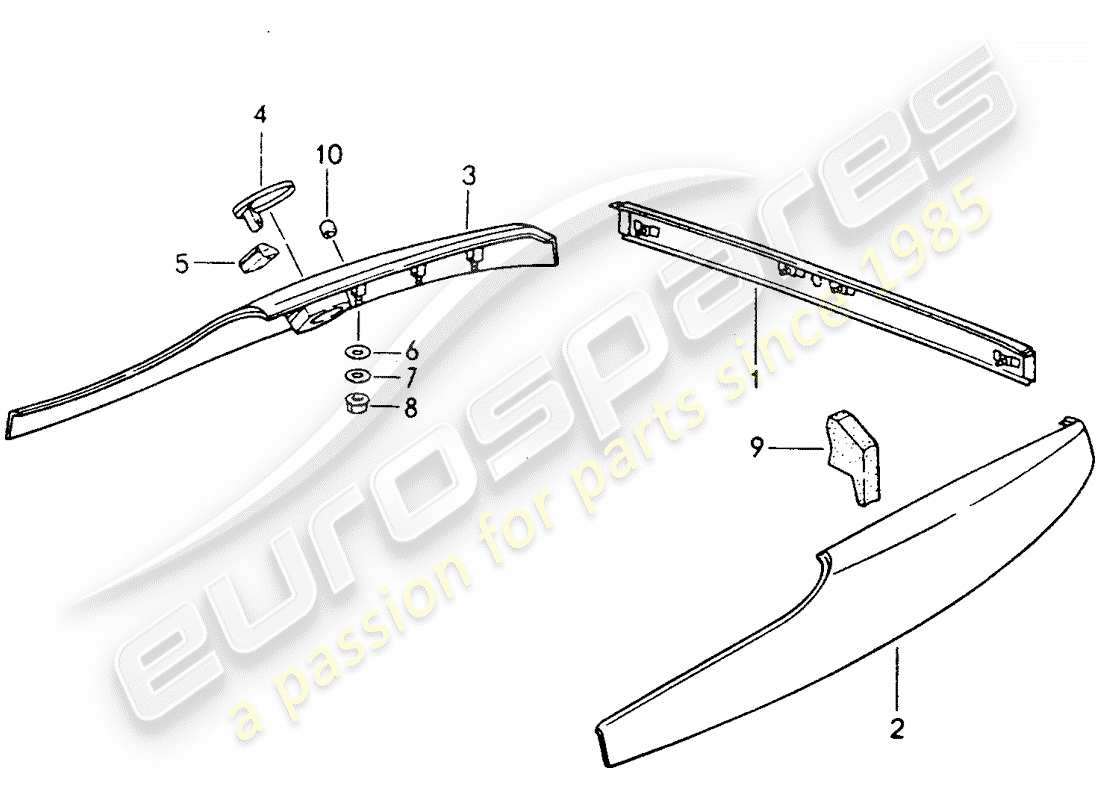 porsche 1994 (968) trims part diagram