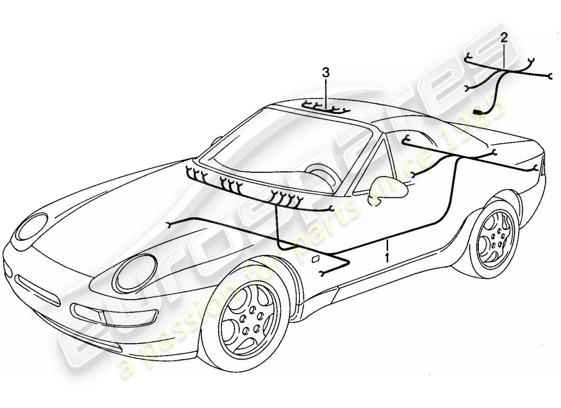 porsche 1992 (968) wiring harnesses - passenger compartment parts diagram