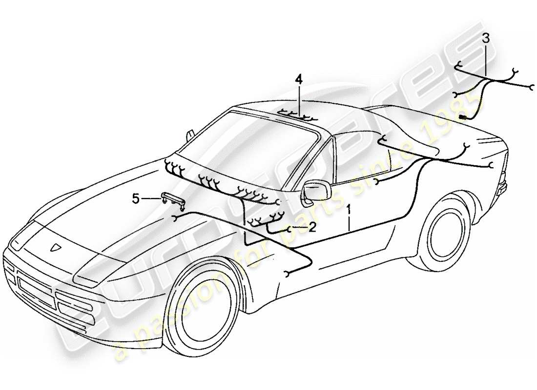 porsche 1991 (944) wiring harnesses - passenger compartment part diagram
