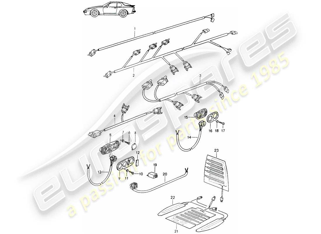 porsche seat 944/968/911/928 (1994) wiring harnesses - switch - seat heater - front seat - d - mj 1989>> - mj 1991 parts diagram