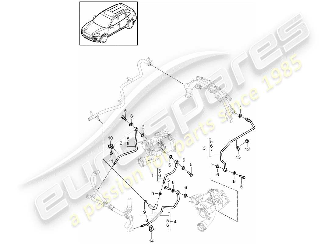 porsche 2015 (cayenne e2 92a) exhaust gas turbocharger part diagram