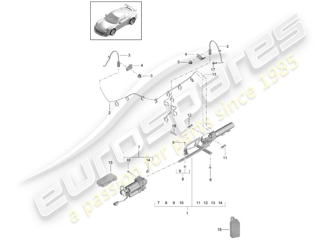 porsche 991r/gt3/rs (2018) adaptive suspension part diagram