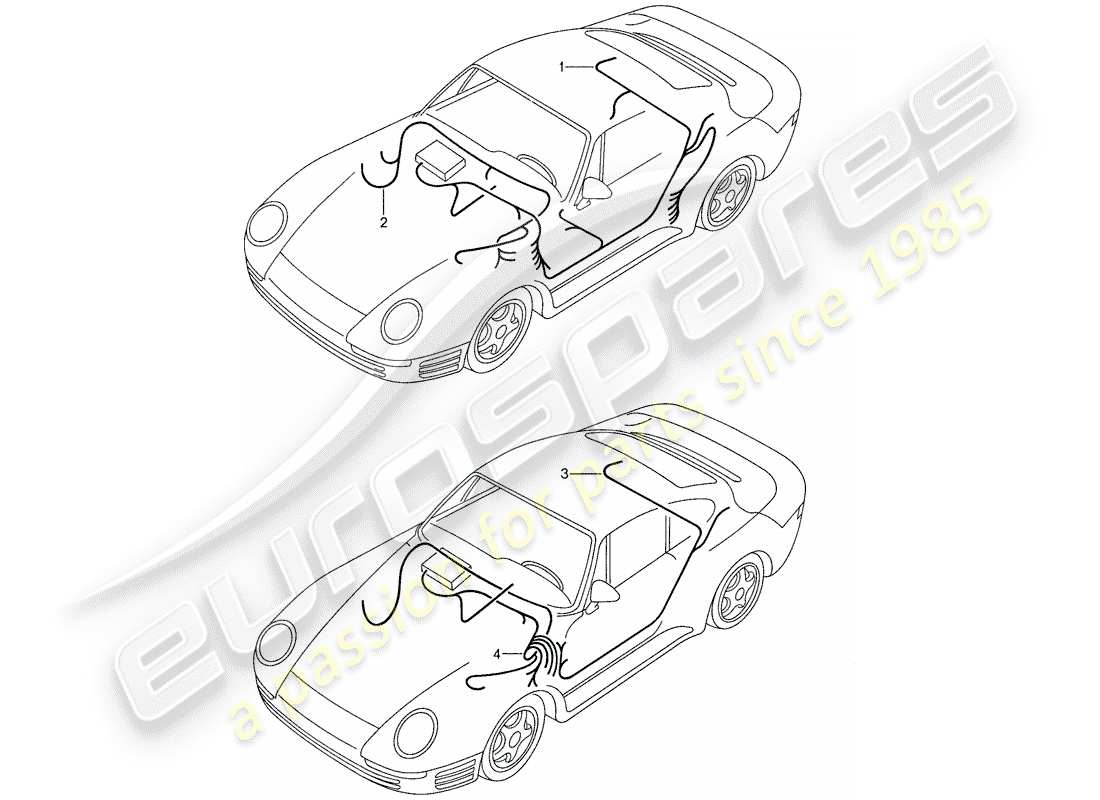 porsche 1988 (959) wiring harnesses - shock absorber adjustment - level adjustment part diagram