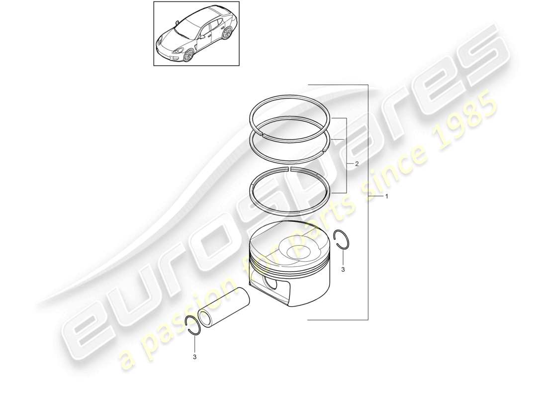 porsche 2010 (cayenne e1 9pa) piston 1 set: piston rings parts diagram