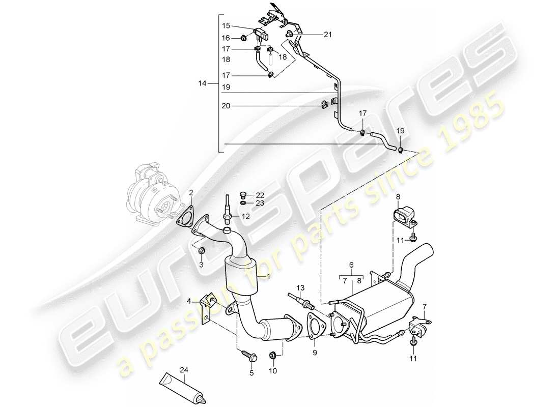 porsche 2010 (cayenne e1 9pa) exhaust system part diagram