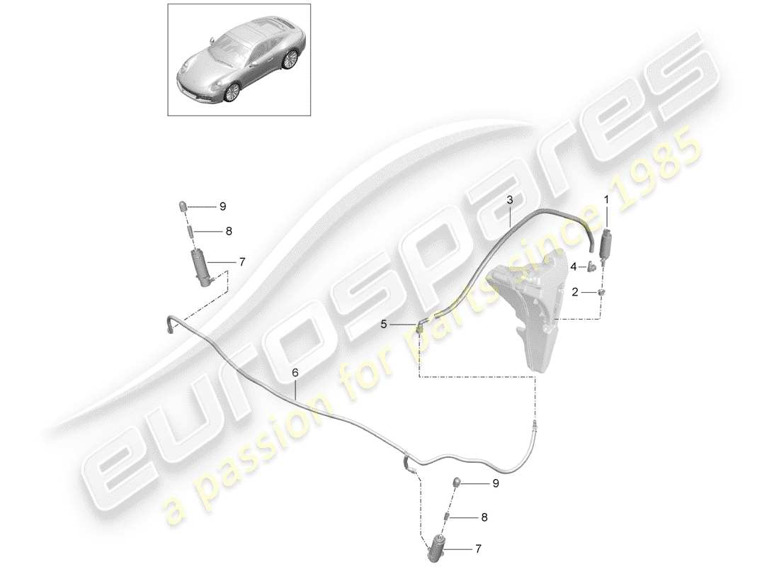 porsche 991 gen. 2 (2019) headlight washer system part diagram