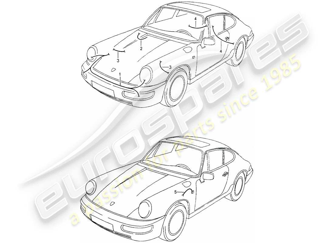 porsche 1990 (964) wiring harnesses - headlamp - anti-locking brake syst. -abs- part diagram