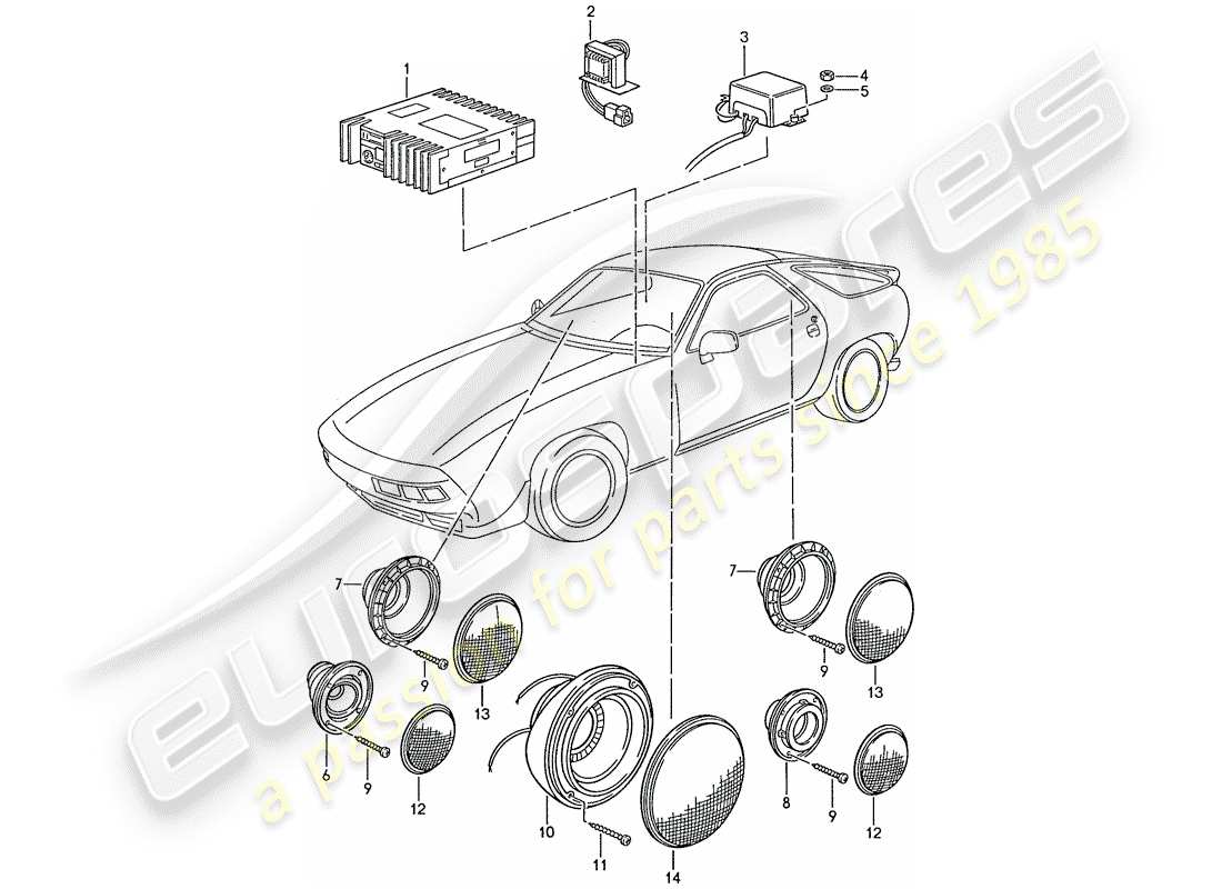 porsche 1990 (928) sound system - with: - amplifier - d - mj 1989>> part diagram