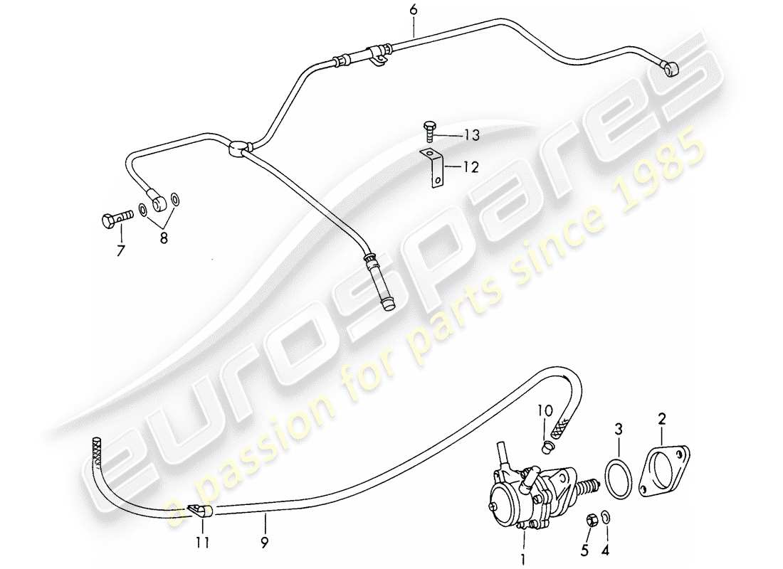 porsche 1965 (911/912) fuel pump part diagram