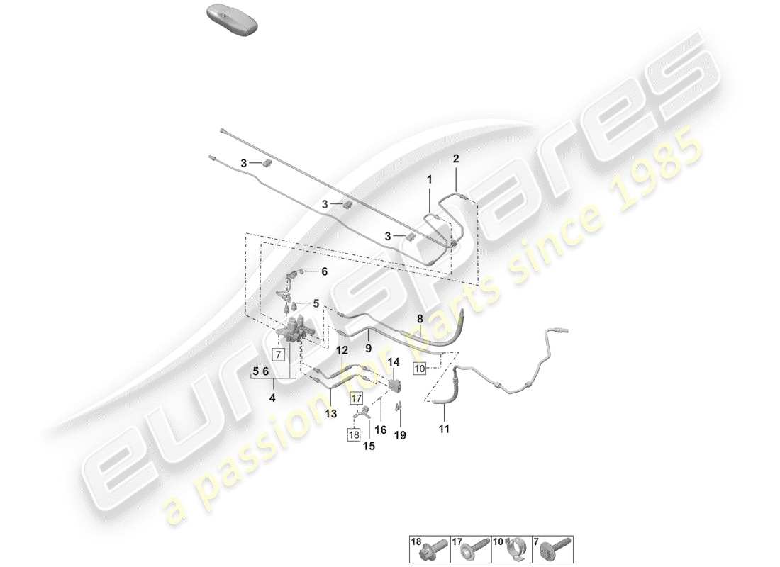 porsche 2019 (992-1) hydraulic line part diagram