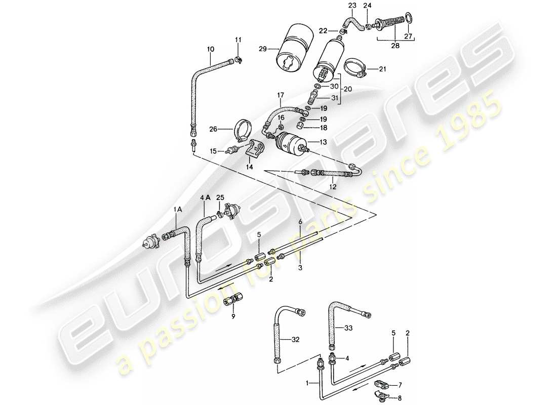 porsche 1991 (944) fuel system part diagram
